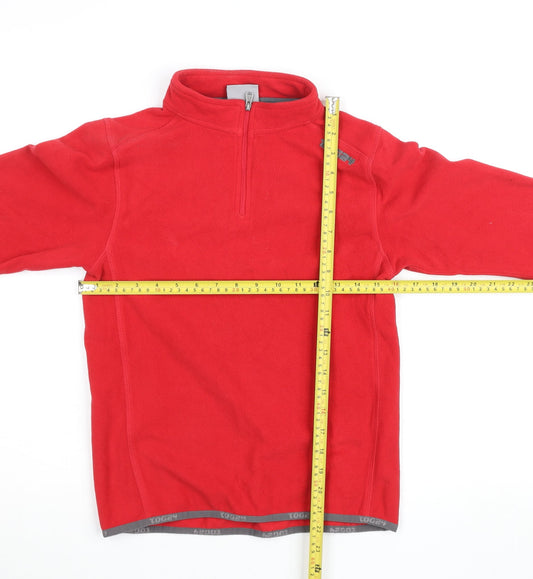 TOG24 Boys Red Fleece 1/4 Zip Pullover Top 11-12 Years Outdoor Warm Layer