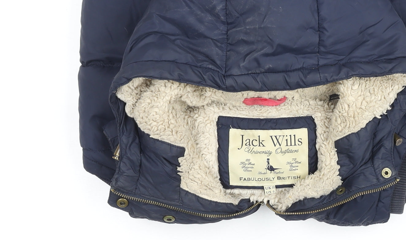 Womens UK Size 10 Jack Wills Blue Puffer Jacket