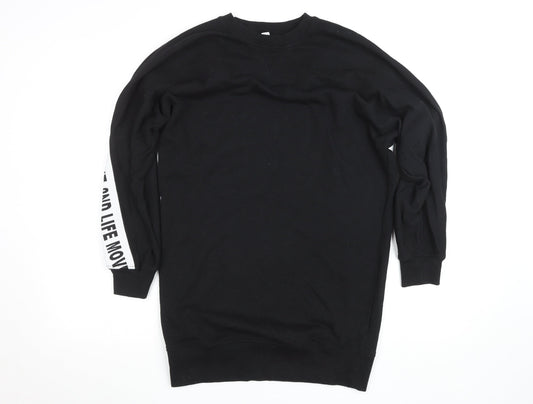 Womens UK Size 8 Topshop Black Tunic Sweatshirt