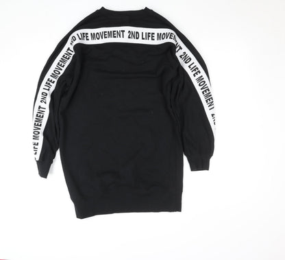 Womens UK Size 8 Topshop Black Tunic Sweatshirt