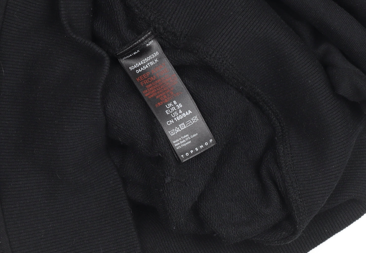 Womens UK Size 8 Topshop Black Tunic Sweatshirt