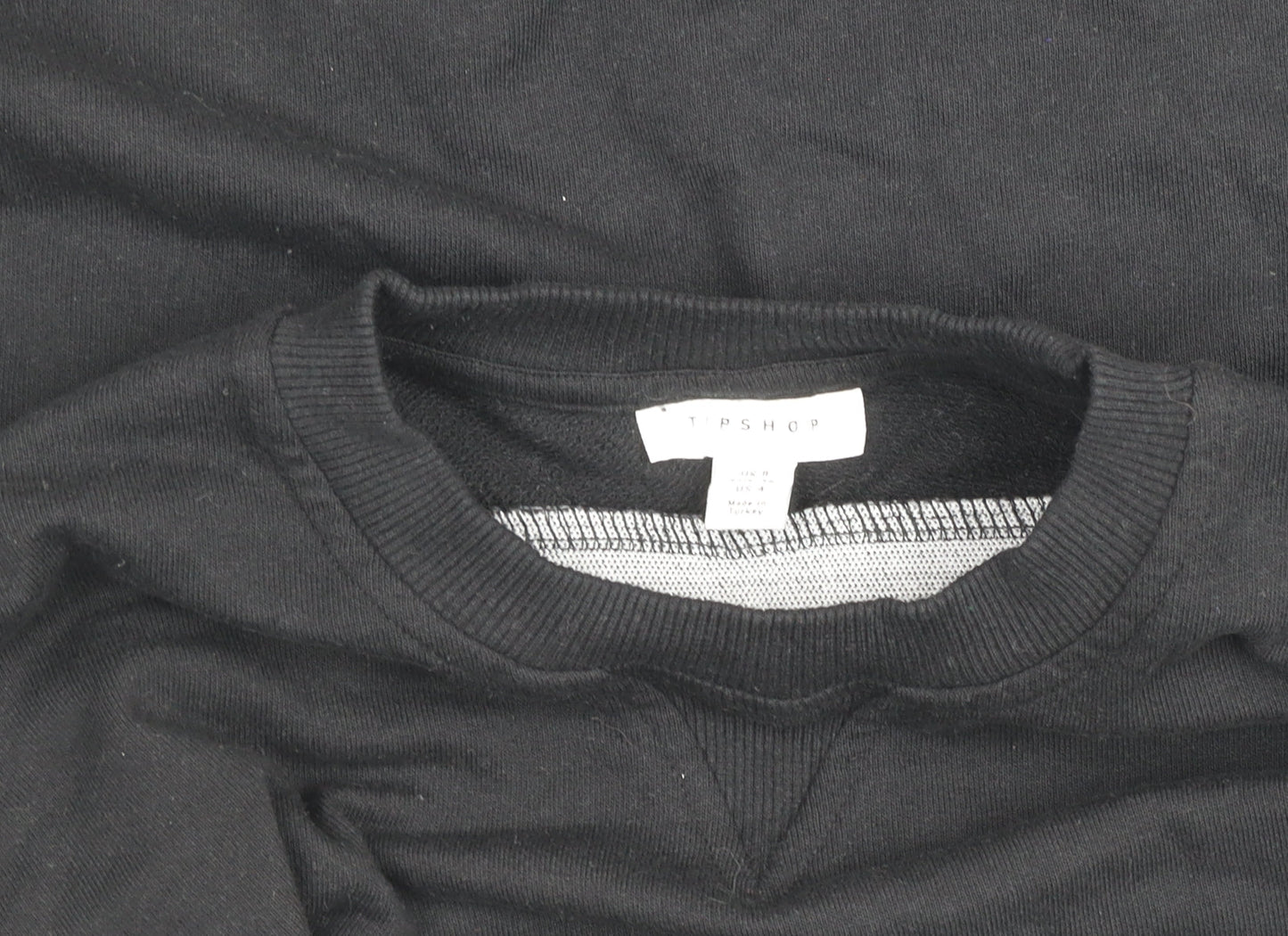 Womens UK Size 8 Topshop Black Tunic Sweatshirt