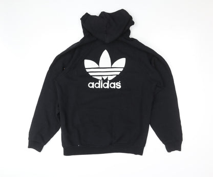 Adidas Womens Black XL Pullover Hoodie with Logo Print