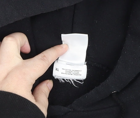 Adidas Womens Black XL Pullover Hoodie with Logo Print