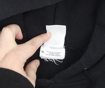 Adidas Womens Black XL Pullover Hoodie with Logo Print