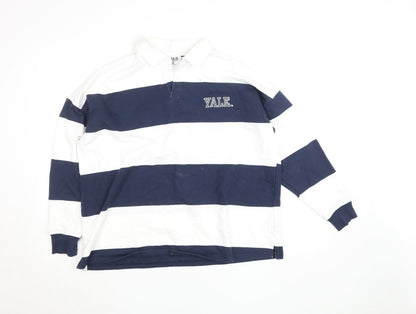 Yale University Men's Blue White Striped Rugby Shirt Size M