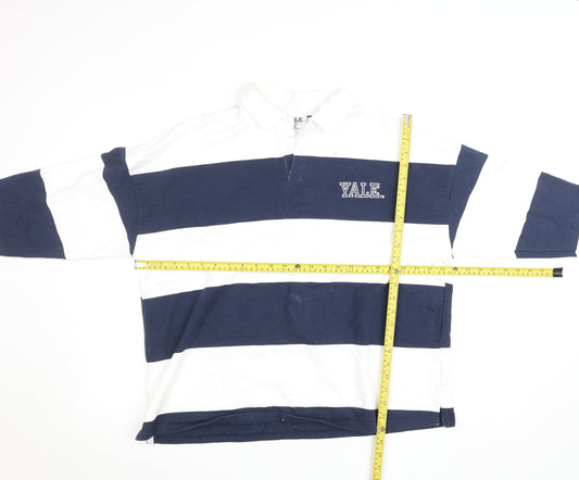 Yale University Men's Blue White Striped Rugby Shirt Size M