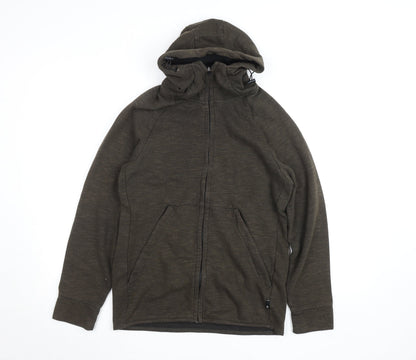 Mens UK Size S Blue Tech Brown Full Zip Hoodie