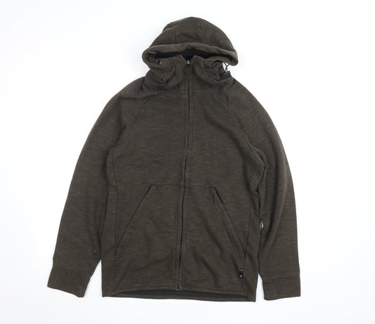 Mens UK Size S Blue Tech Brown Full Zip Hoodie