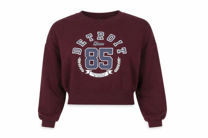 Front view of New Look 915 Teens Burgundy Detroit 85 Pullover Sweatshirt, size 14-15