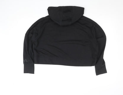 Adidas Womens Black Hoodie Size L Relaxed Fit Pullover Sweatshirt