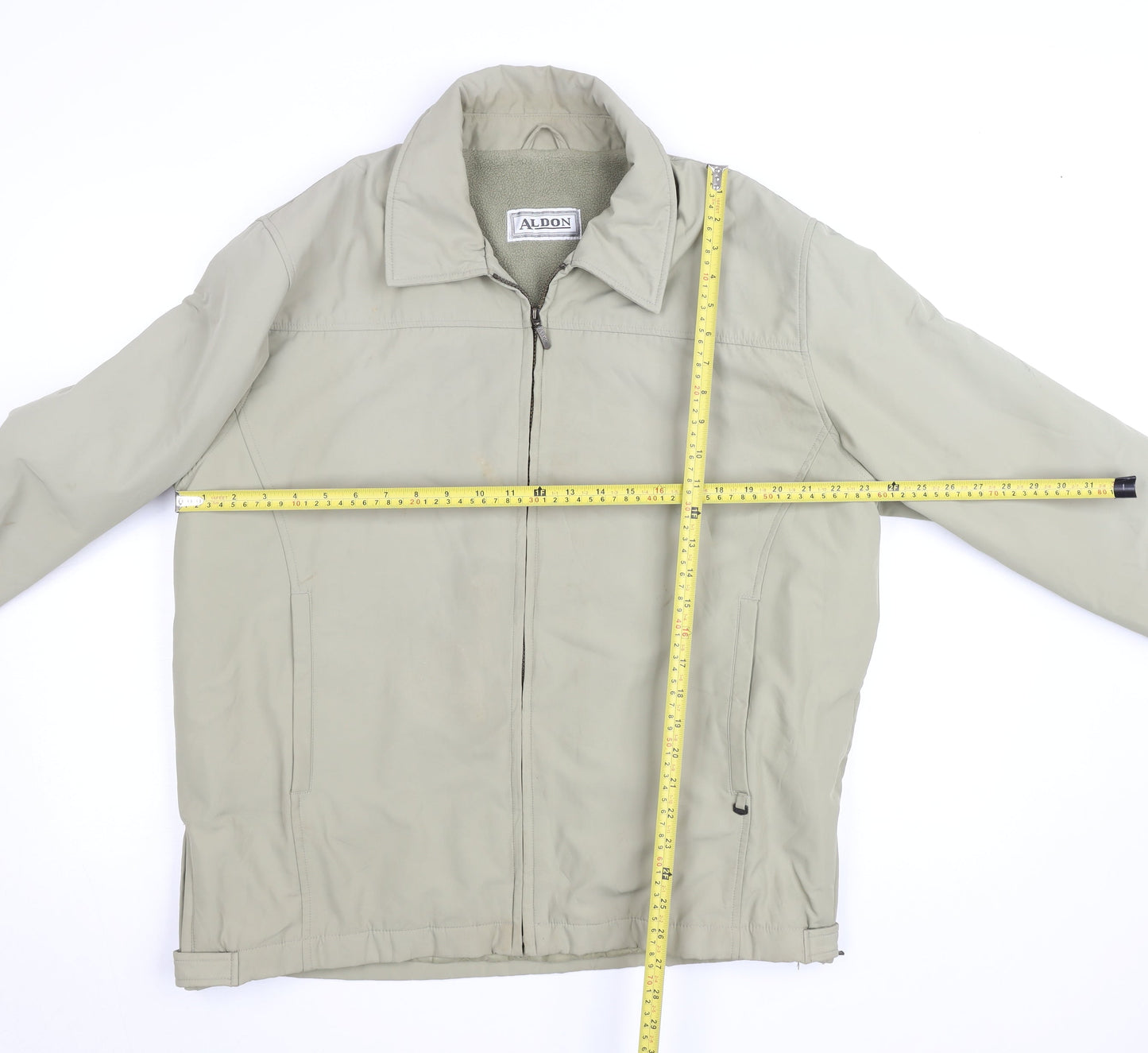Aldon Men's Beige L Basic Polyester Full Zip Lined Jacket