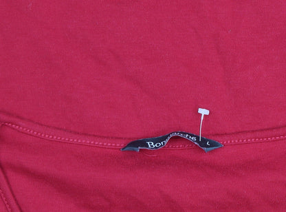 Bonmarché Women's Red Floral Embroidered Long Sleeve Cotton T-Shirt Size L