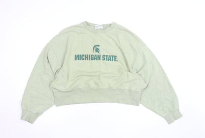 Womens UK Size XS MSU Green Pullover Sweatshirt
