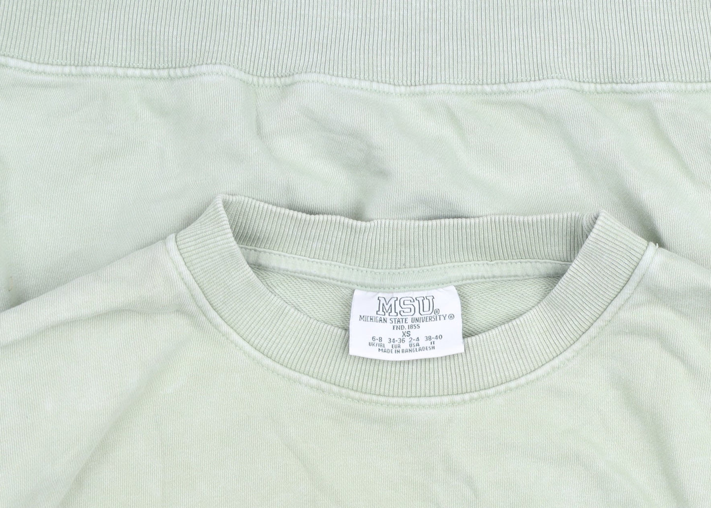 Womens UK Size XS MSU Green Pullover Sweatshirt