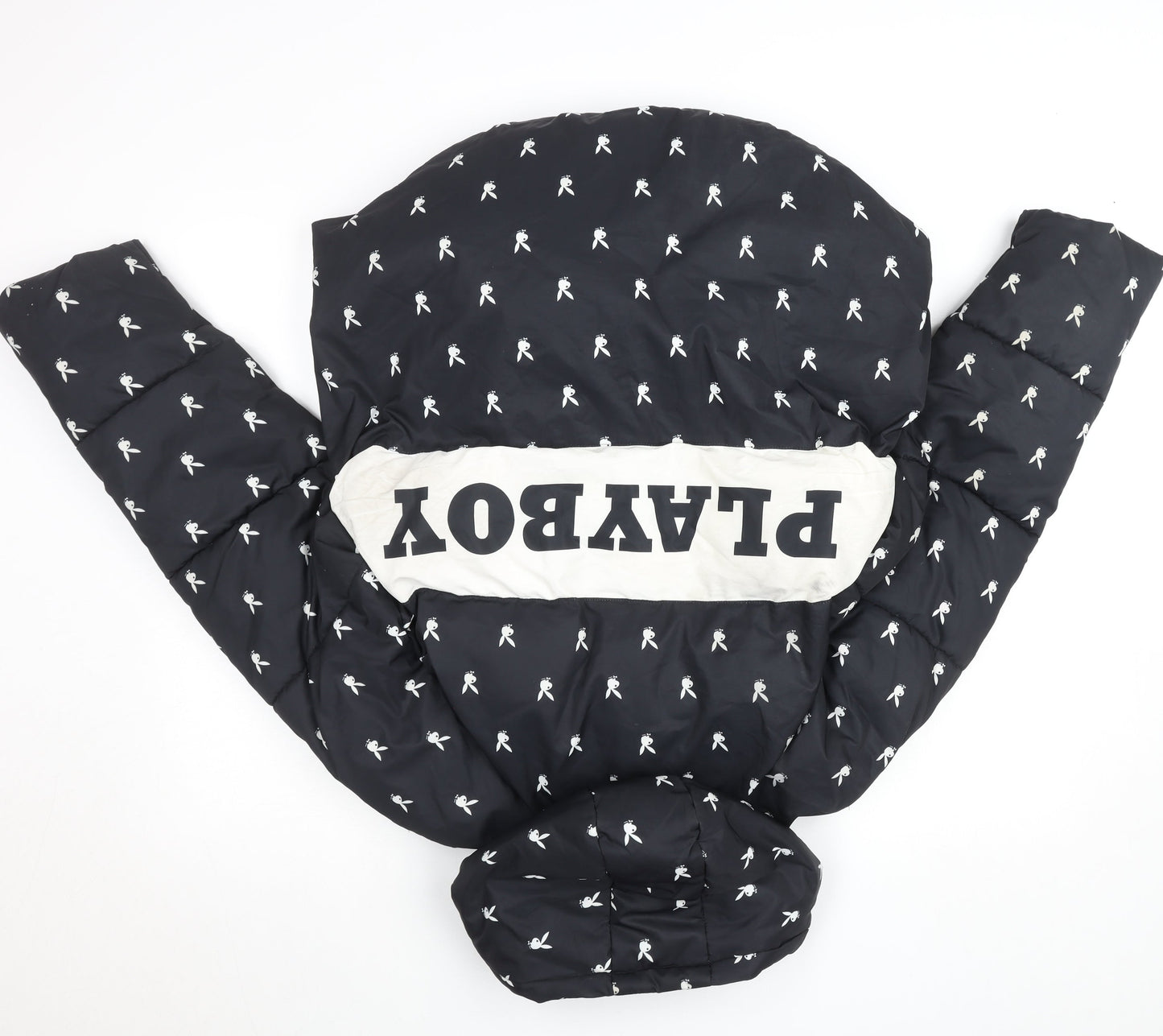 Missguided x Playboy Women’s Black Hooded Puffer Jacket Size 10