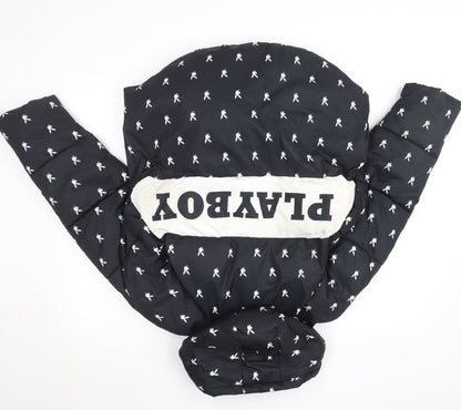 Missguided x Playboy Women’s Black Hooded Puffer Jacket Size 10