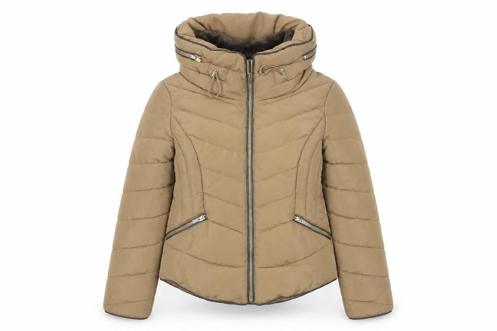 Womens UK Size S Zara Basic Brown Puffer Jacket