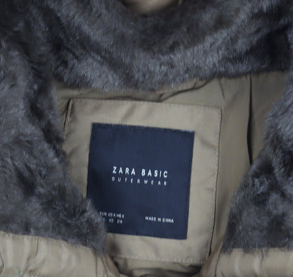 Womens UK Size S Zara Basic Brown Puffer Jacket