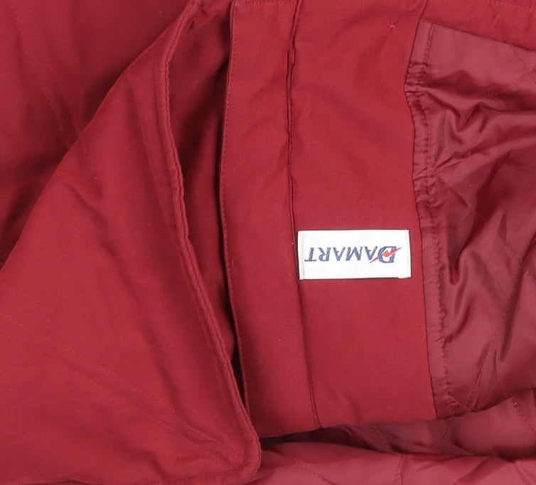 Damart Women Red Faux Fur Trim Mid-Length Parka Coat Size 16