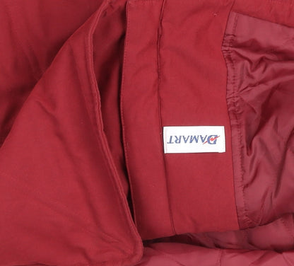 Damart Women Red Faux Fur Trim Mid-Length Parka Coat Size 16