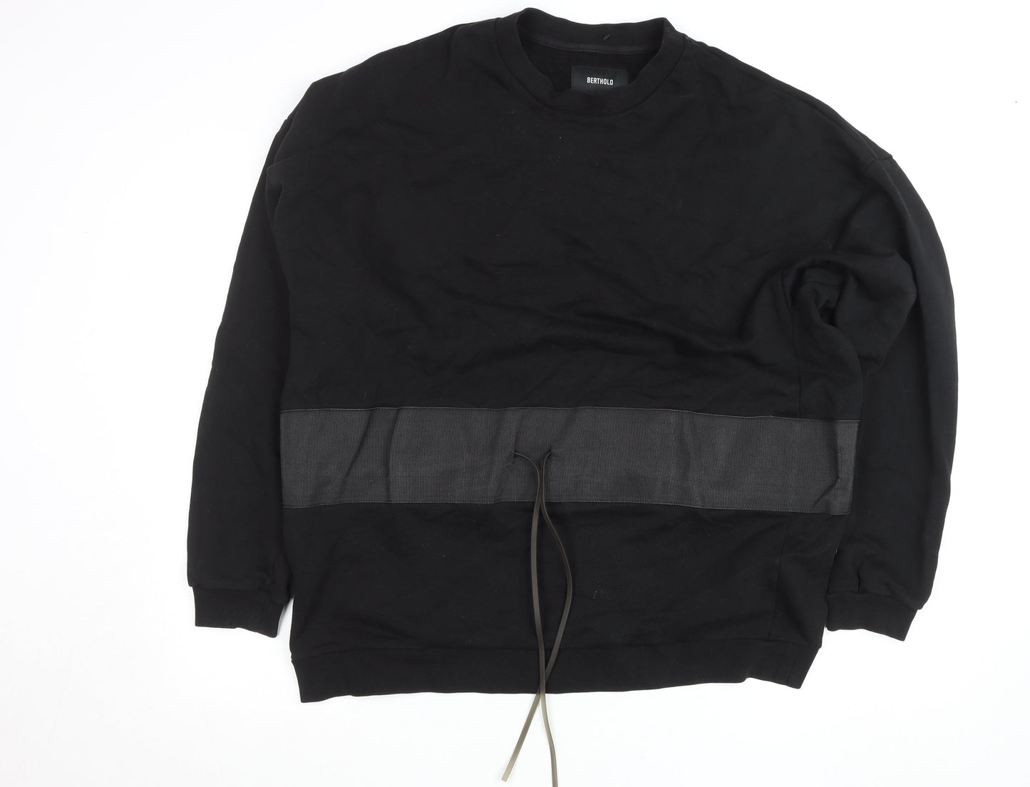 Berthold Men's Black Cotton Crew Neck Pullover Jumper L