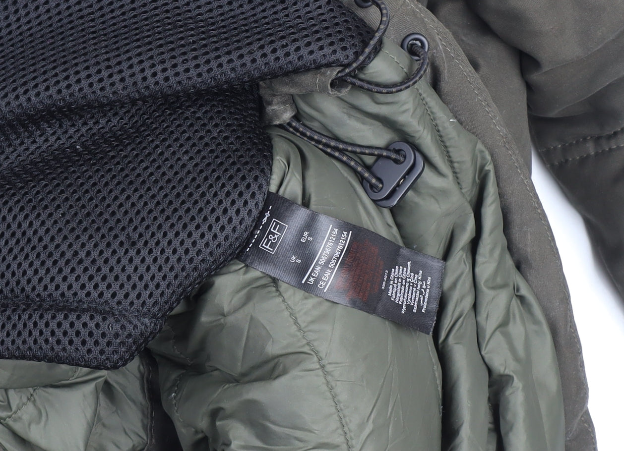 F&F Men's Green Hooded Padded Parka Coat Size S Winter Insulated