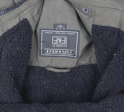 F&F Men's Green Hooded Padded Parka Coat Size S Winter Insulated