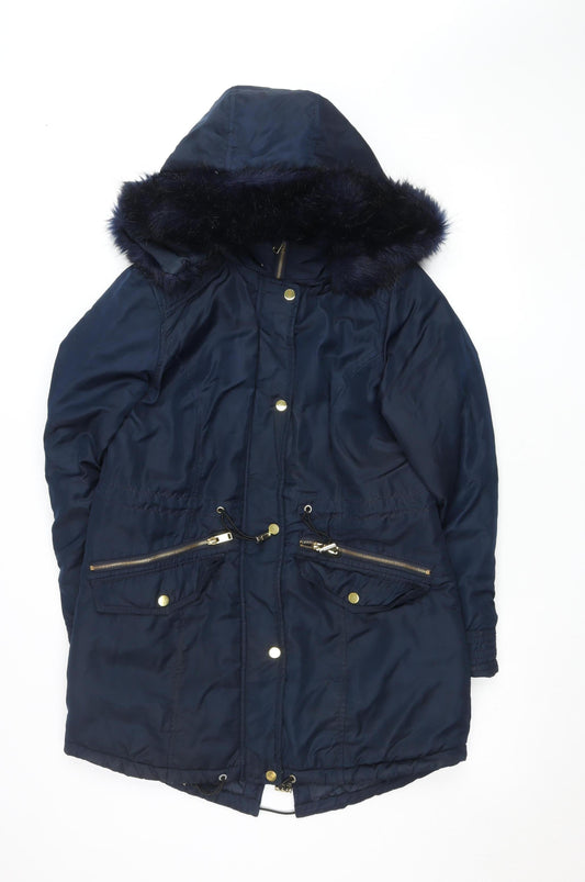 Unisex Adults UK Size 10 M&Co Blue Parka Coat