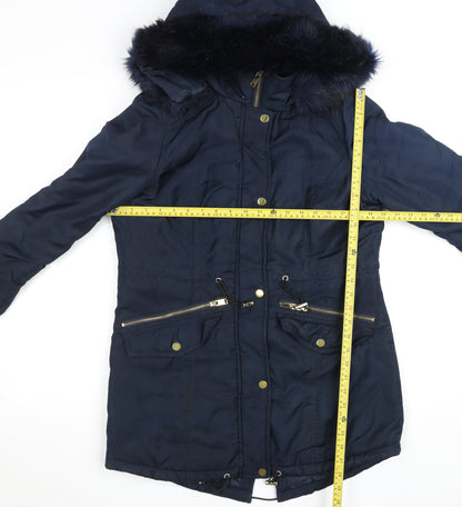 Unisex Adults UK Size 10 M&Co Blue Parka Coat