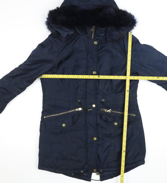 Unisex Adults UK Size 10 M&Co Blue Parka Coat
