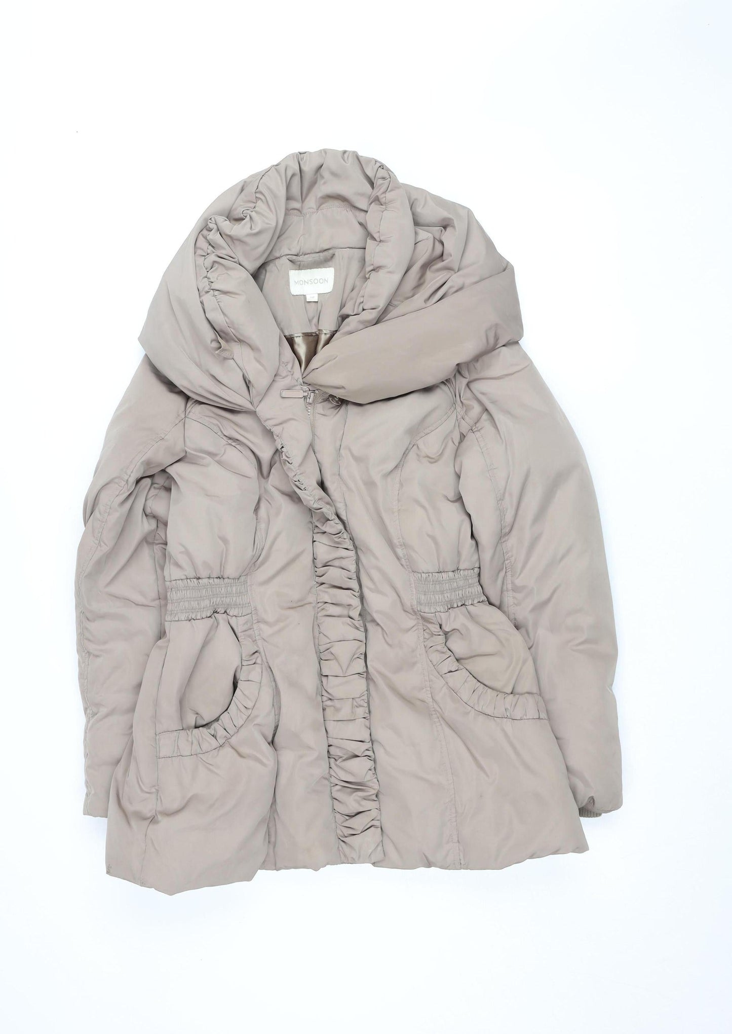 Womens UK Size M Monsoon Beige Puffer Jacket