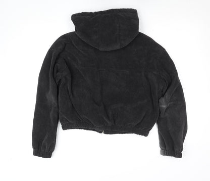 Ashley Men’s Black Corduroy Hooded Full Zip Lined Jacket Size L