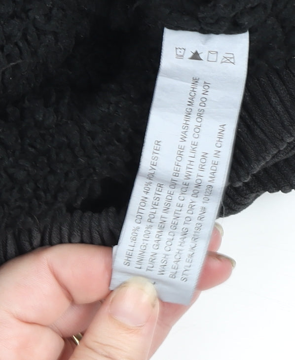 Ashley Men’s Black Corduroy Hooded Full Zip Lined Jacket Size L