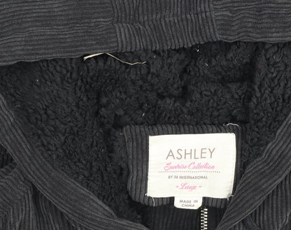 Ashley Men’s Black Corduroy Hooded Full Zip Lined Jacket Size L