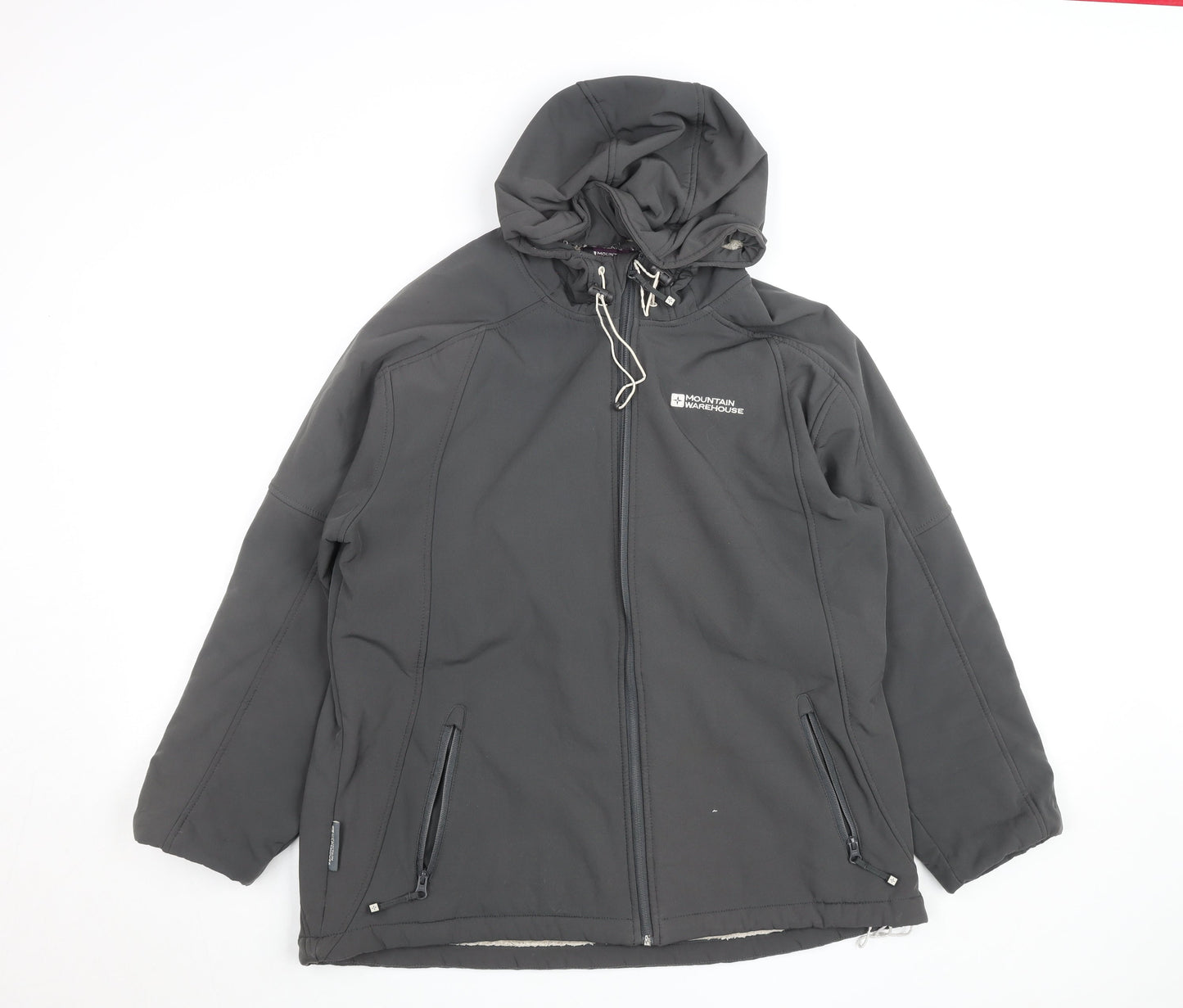 Mountain Warehouse Women Black Softshell Hooded Jacket UK 18