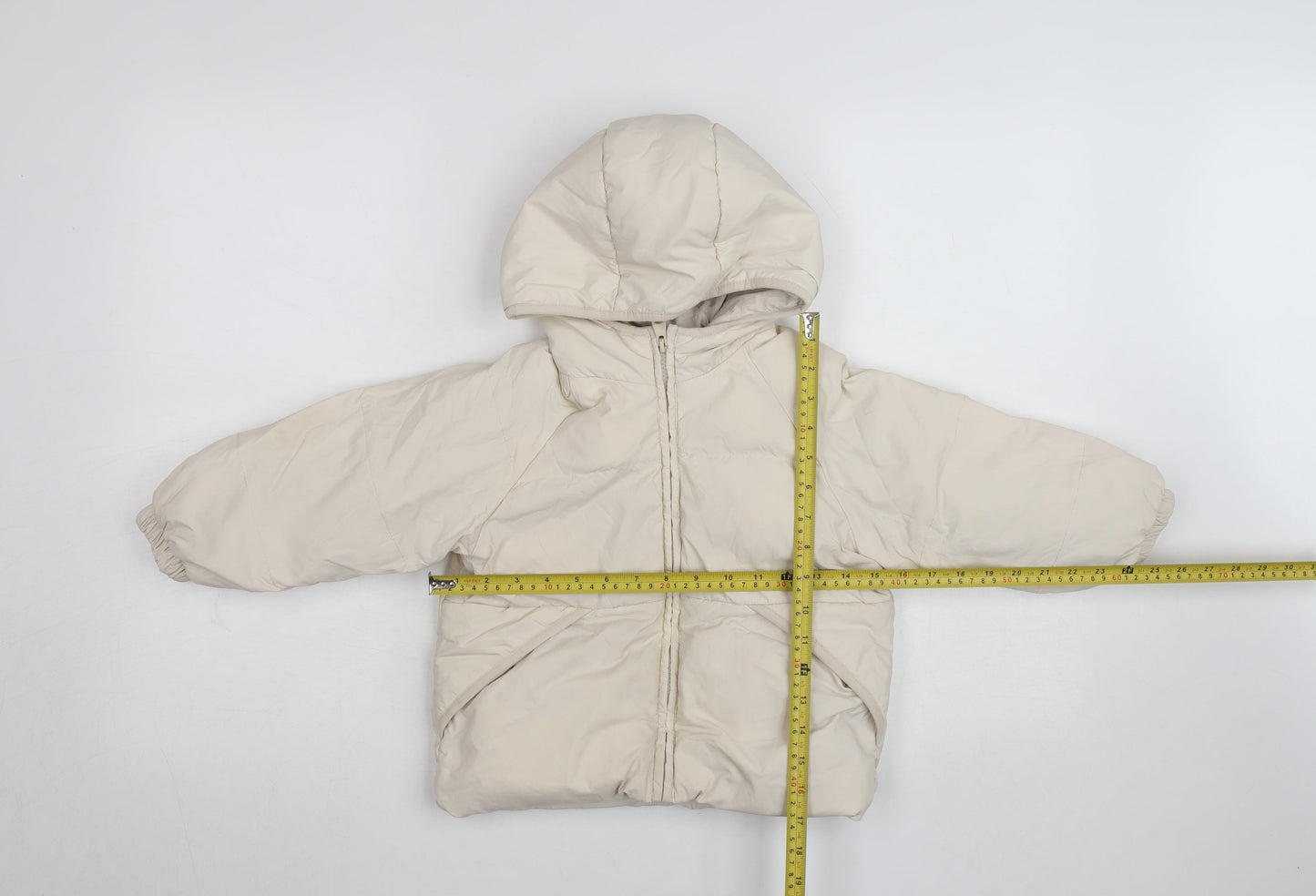 Zara Girls Beige Hooded Puffer Jacket 2-3 Years Lightweight Water Repellent