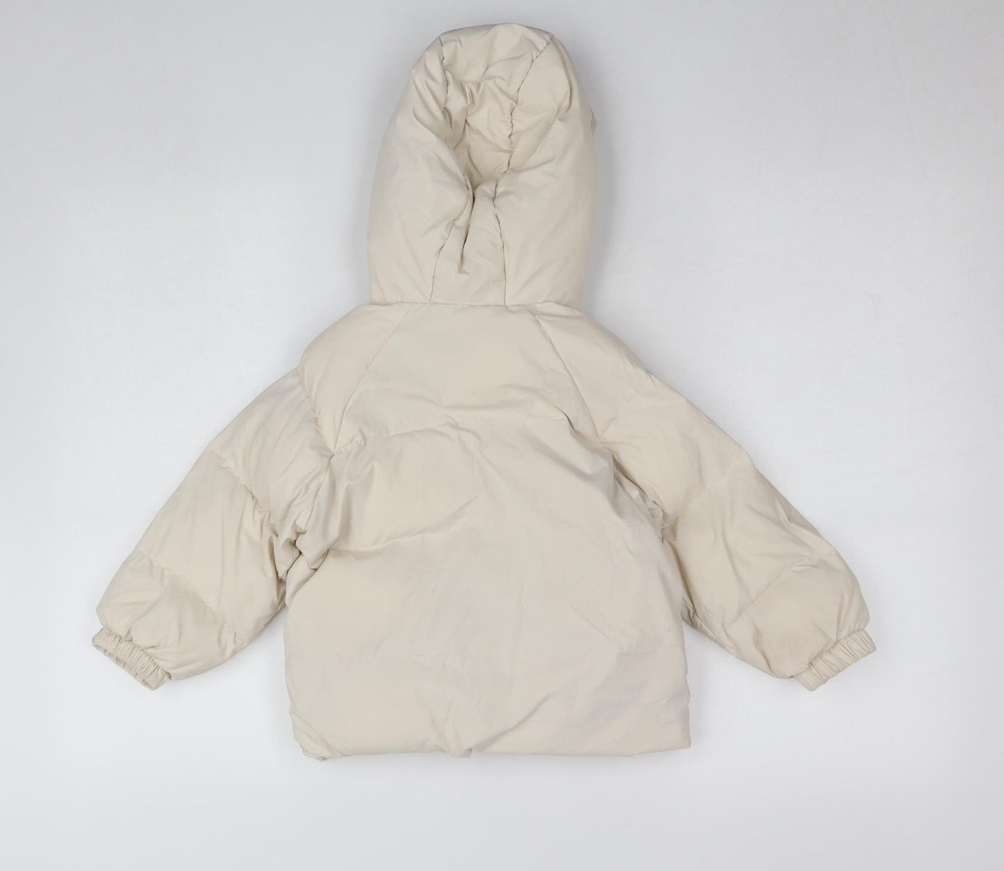 Zara Girls Beige Hooded Puffer Jacket 2-3 Years Lightweight Water Repellent