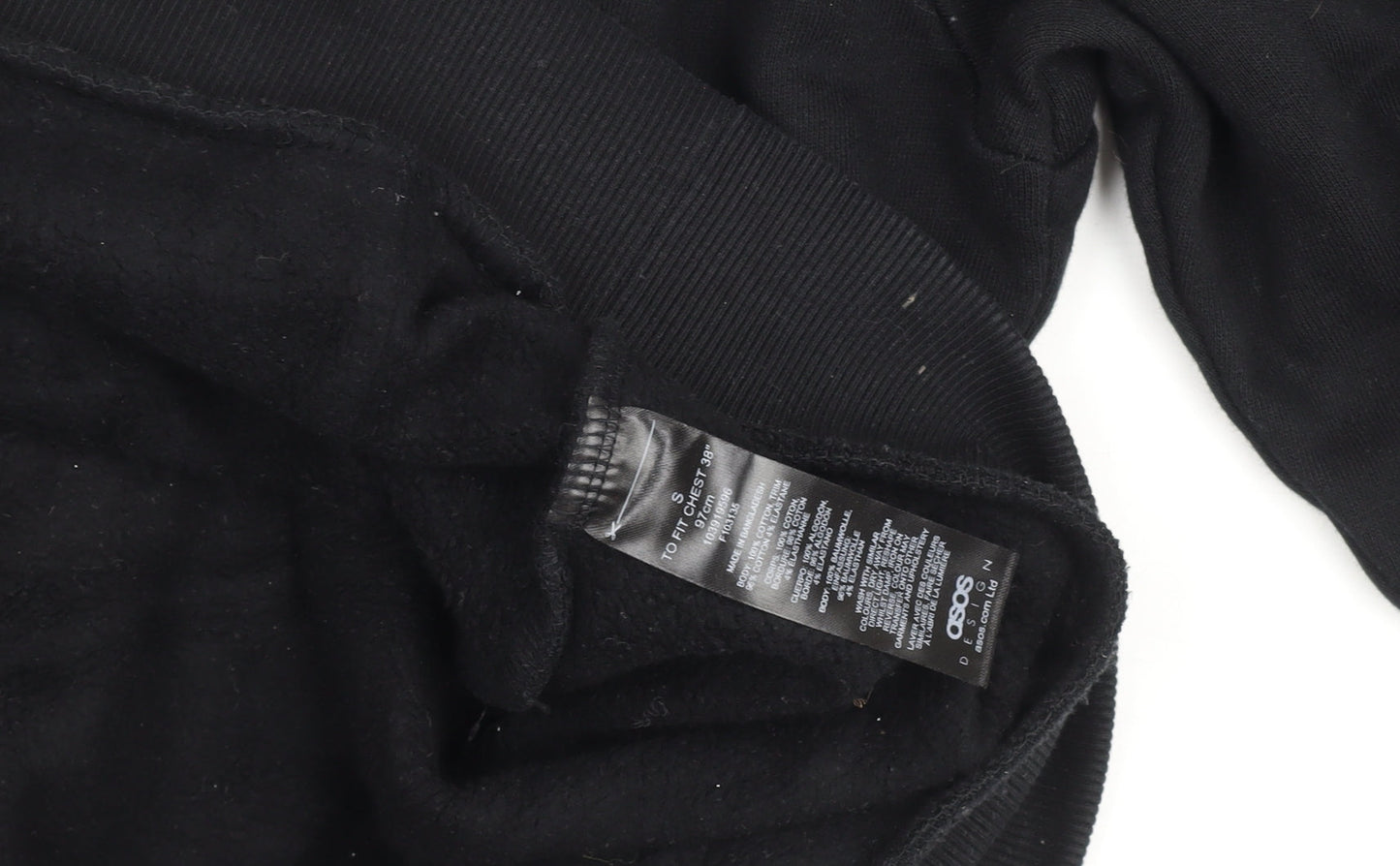 Mens UK Size S ASOS Black Pullover Hoodie