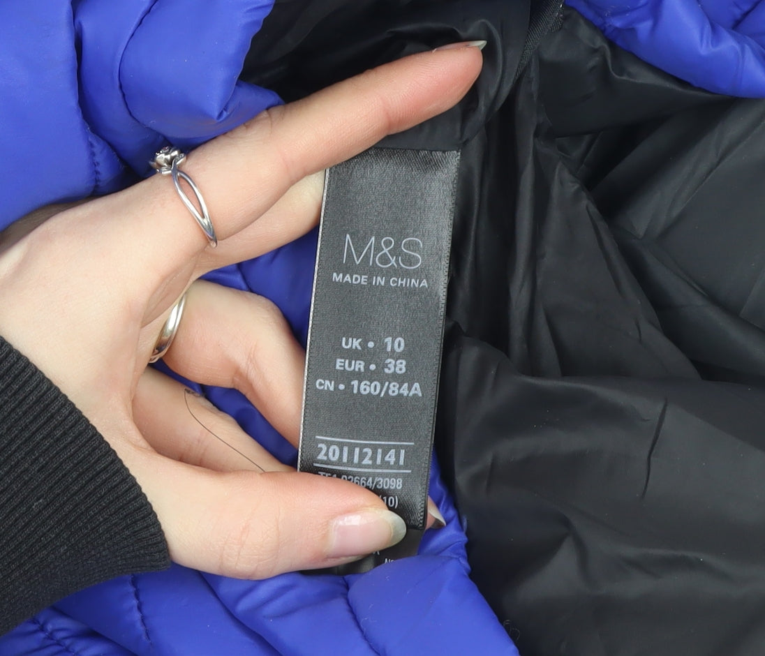 Womens UK Size 10 Marks and Spencer Blue Puffer Jacket