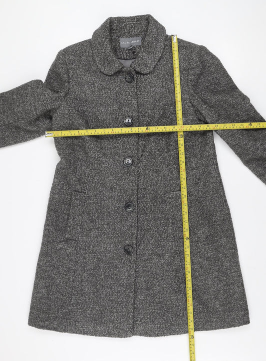Laura Ashley Women’s Grey Wool Blend Mid-Length Coat UK 14