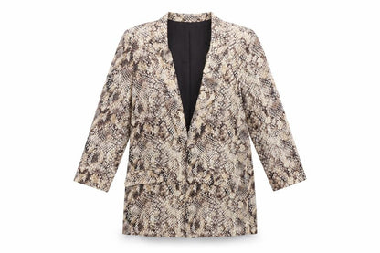 Mango Women’s Brown Snake Print Viscose Blazer XS