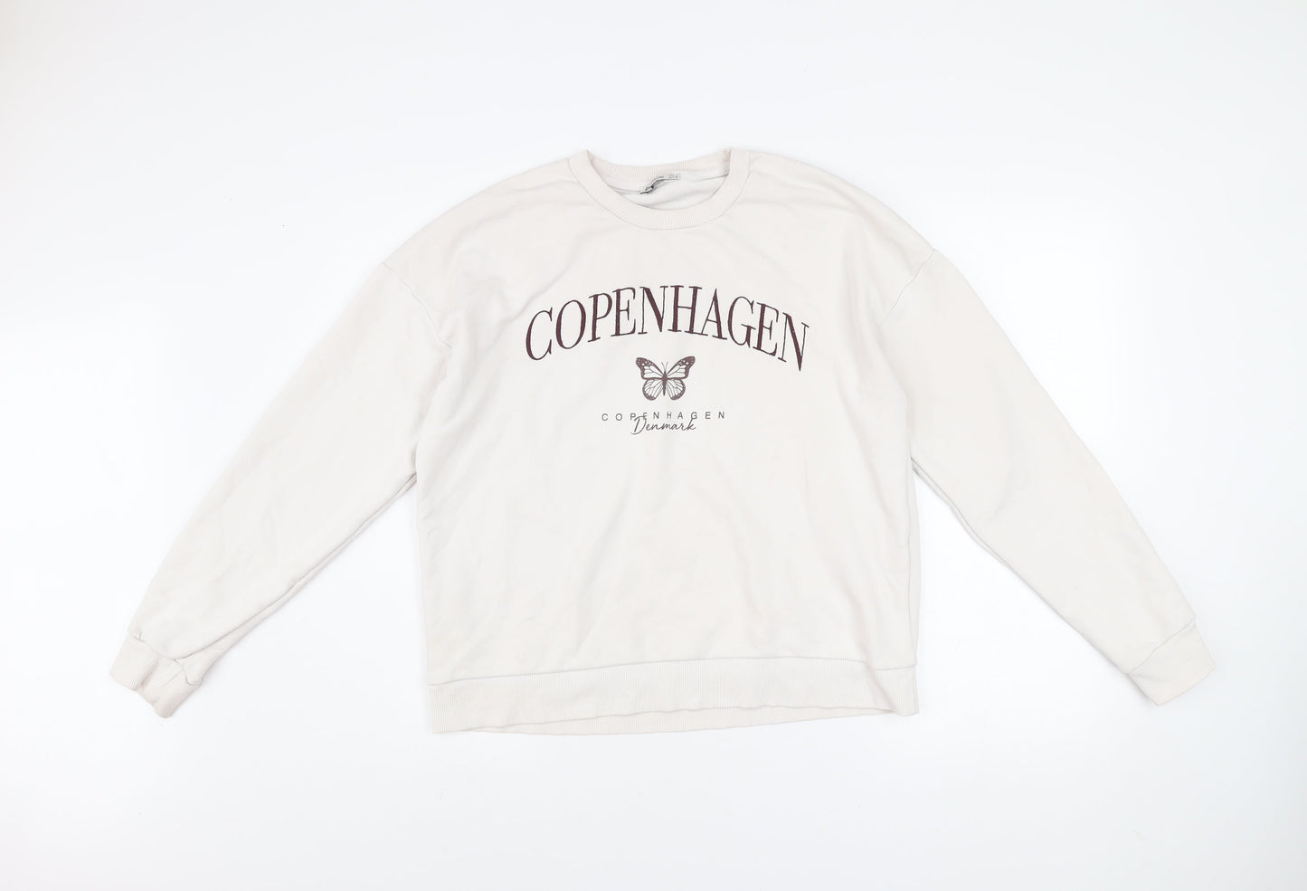 Womens UK Size L Stradivarius Beige Pullover Sweatshirt