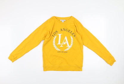 Primark Girls Yellow LA Pullover Sweatshirt 13-14 Years Graphic Print