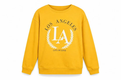 Primark Girls Yellow LA Pullover Sweatshirt 13-14 Years Graphic Print
