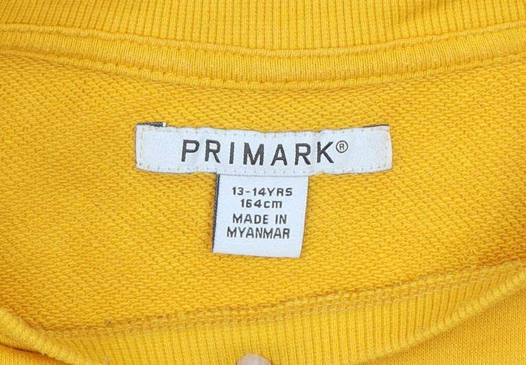 Primark Girls Yellow LA Pullover Sweatshirt 13-14 Years Graphic Print