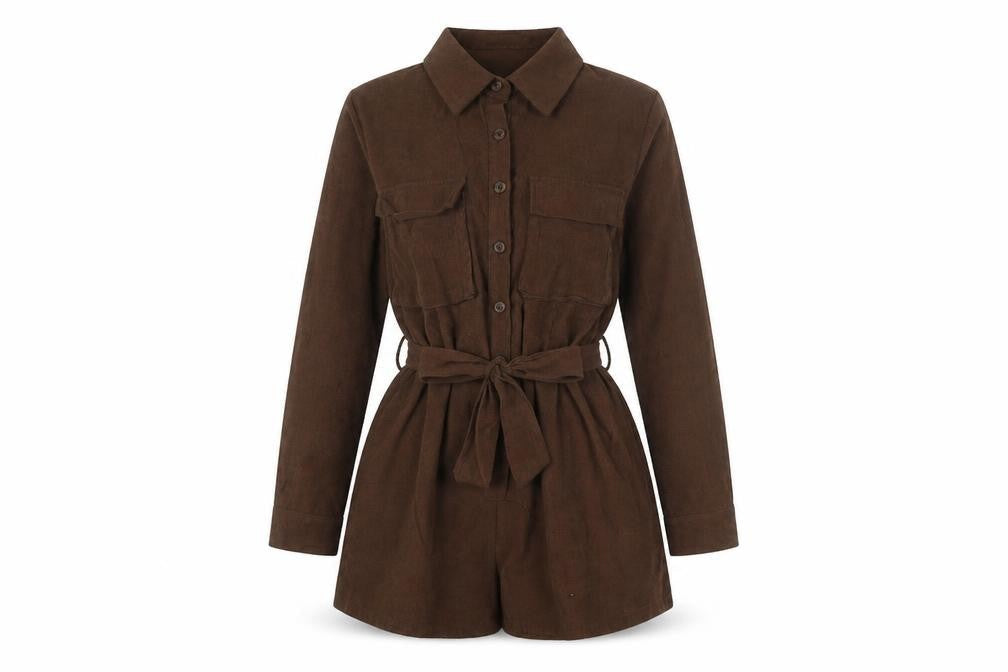 Womens UK Size 10 PRETTYLITTLETHING One-Piece Brown Playsuit