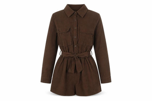 Womens UK Size 10 PRETTYLITTLETHING One-Piece Brown Playsuit