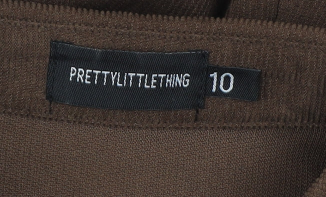 PrettyLittleThing Women Brown Long Sleeve Belted Playsuit Size 10