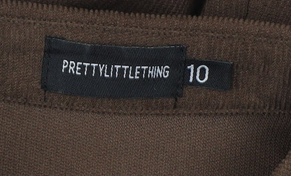 PrettyLittleThing Women Brown Long Sleeve Belted Playsuit Size 10